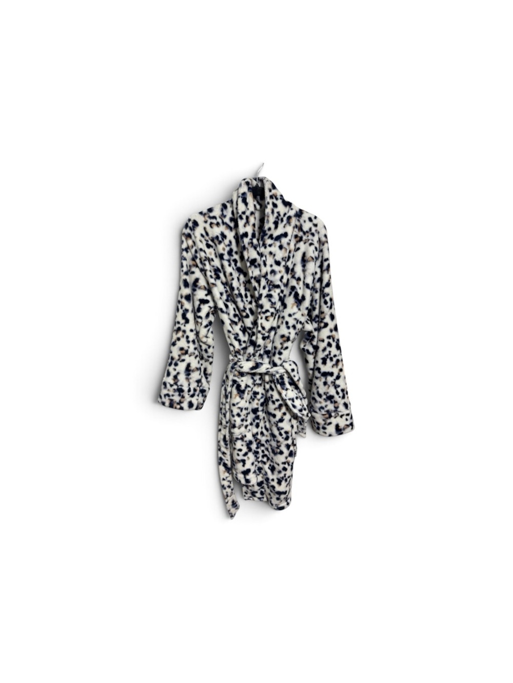 Soma Women's Black & White Leopard Plush Robe Coat